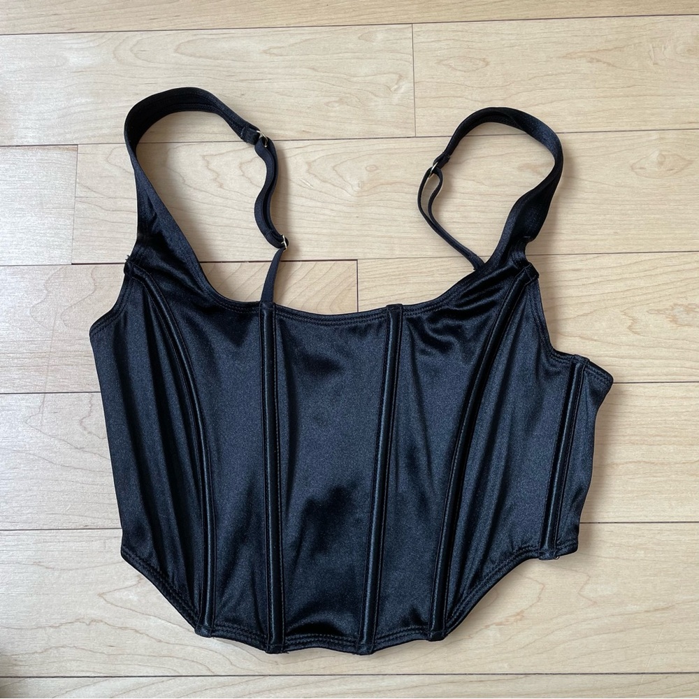 Black Satin Corset Top